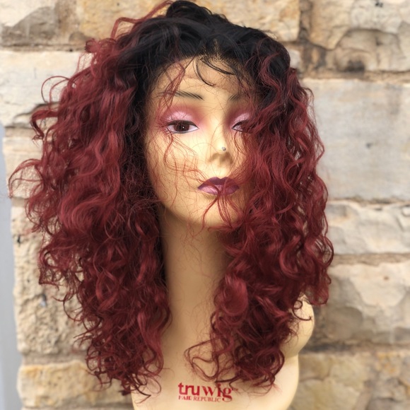 Full lace wig curly short ombré main image 6